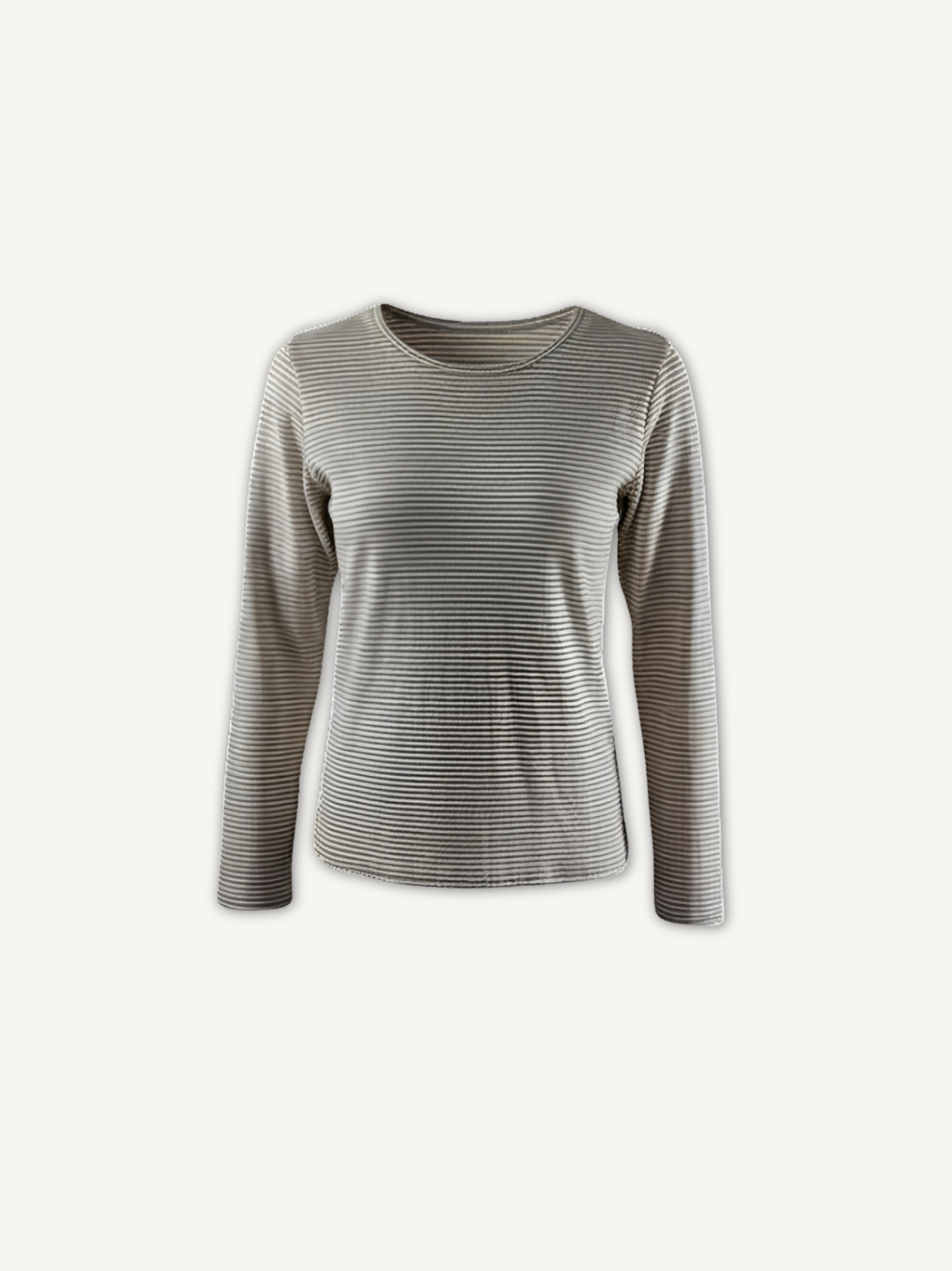 Blusa Basiquinha Listrada Areia - Frente