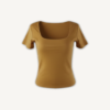 Blusa Square Manga Curta Lisa Ouro Velho - Frente