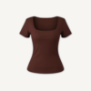 Blusa Square Manga Curta Mogno - Frente