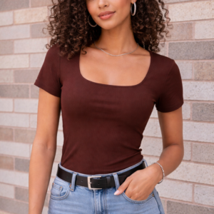 blusa square manga curta em ribana canelada