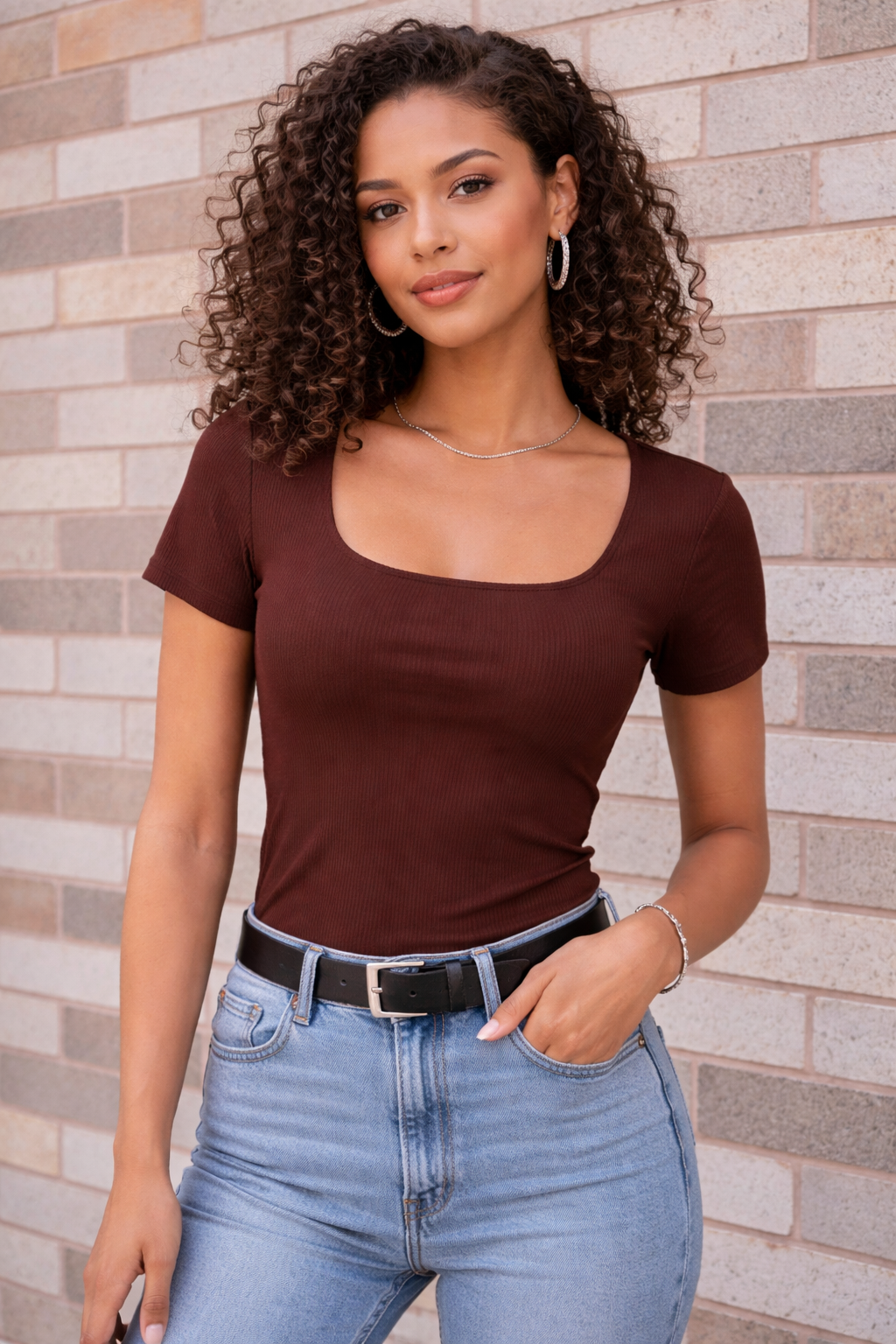 blusa square manga curta em ribana canelada