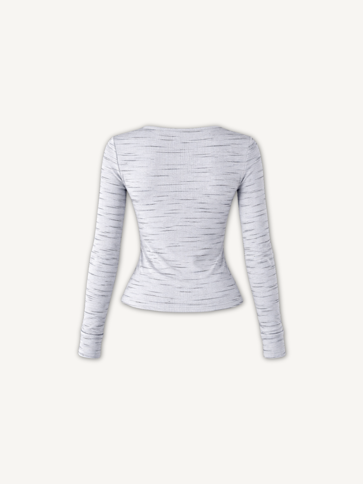 Blusa Square Manga Longa Canelada Riscadinha - Costas