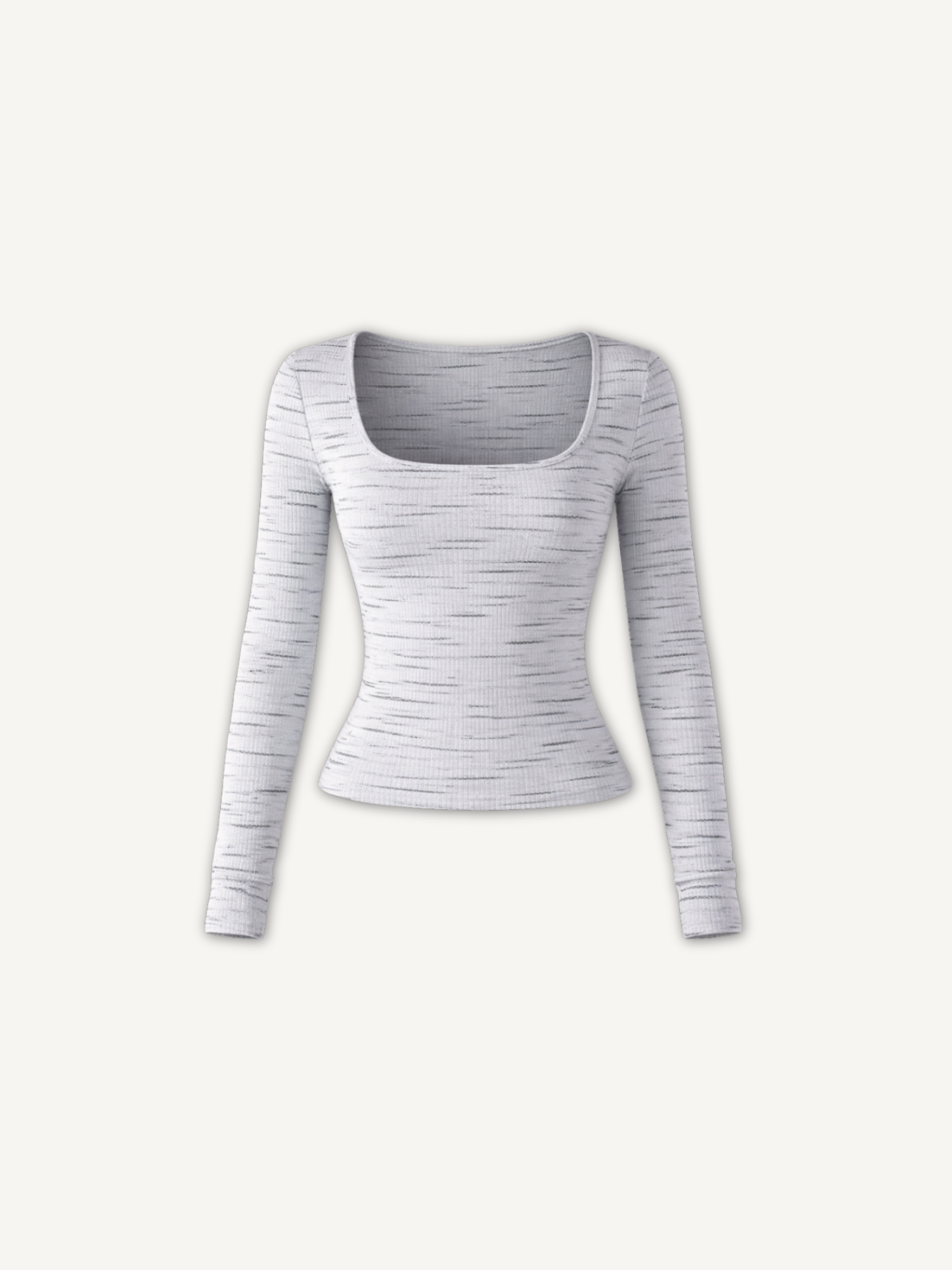 Blusa Square Manga Longa Canelada Riscadinha - Frente