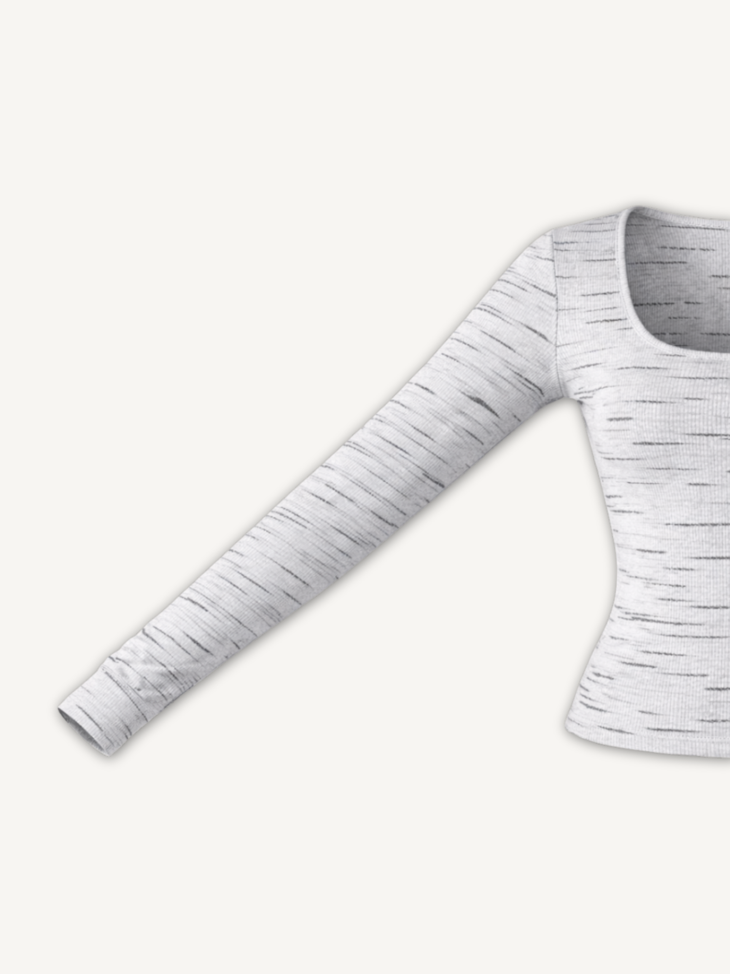 Blusa Square Manga Longa Canelada Riscadinha - Manga esticada