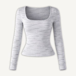 blusa square manga longa ribana canelada