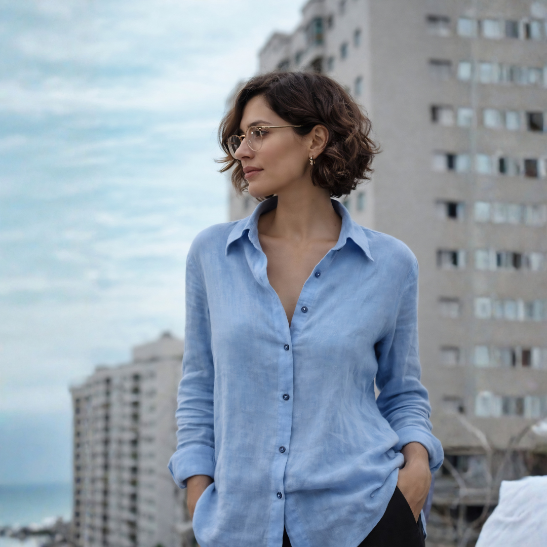 Camisa Social Vital Azul Céu 1_1 - Modelo