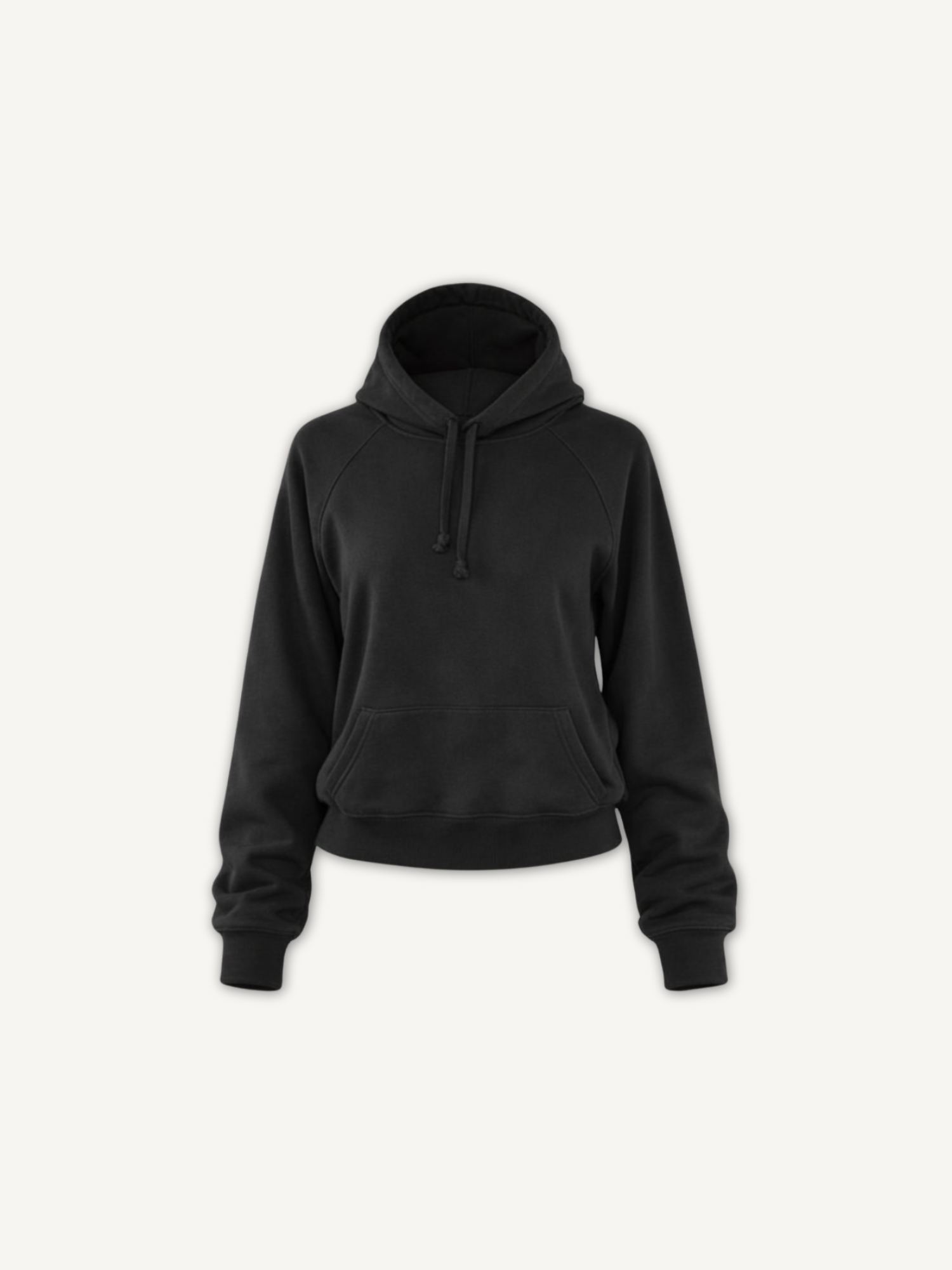 Moletom Raglan Curto Preto Absoluto - Frente